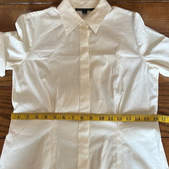 Lafayette 148 Button Down Short Sleeves Waist Tie Back Stretch Size 6 - Picture 9 of 12